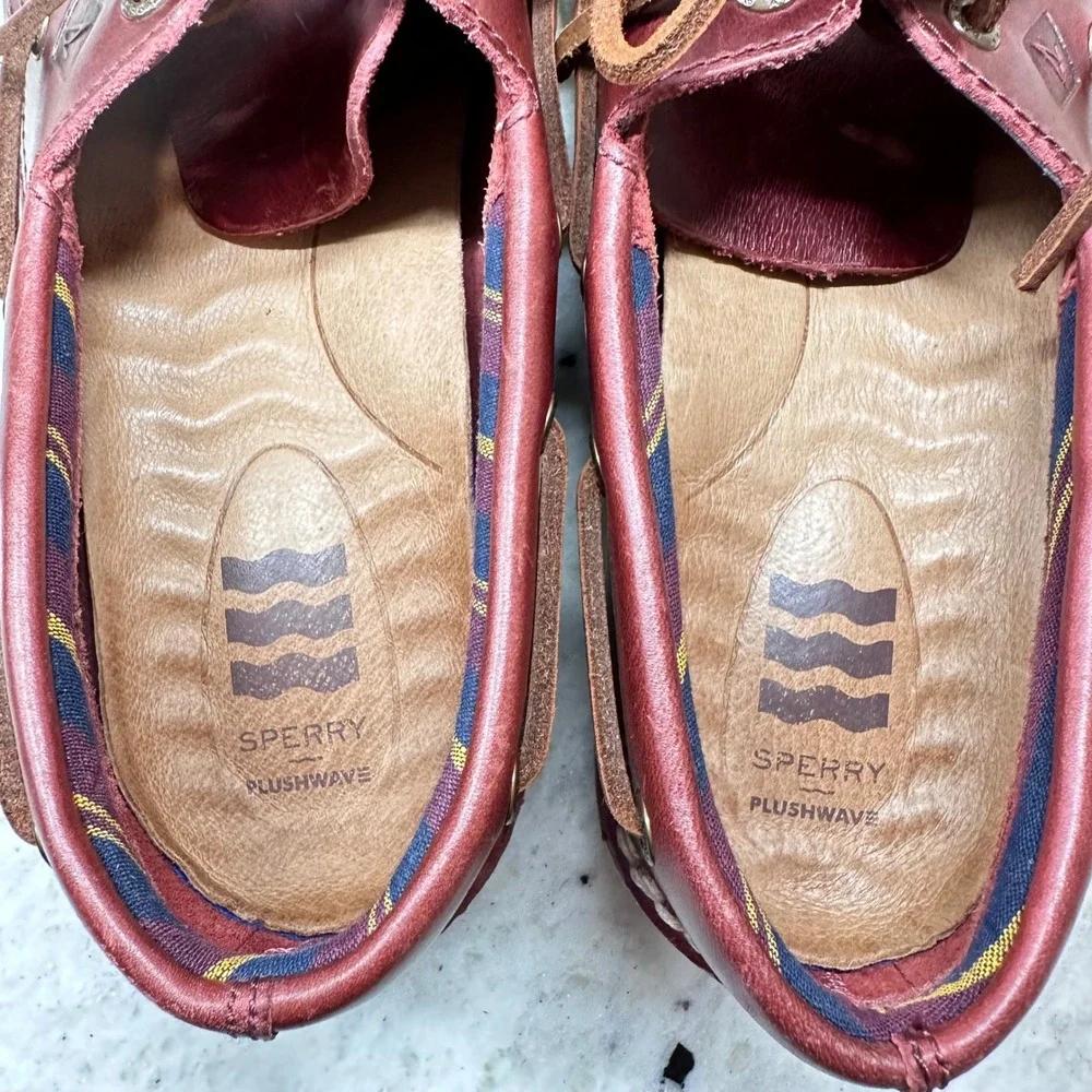 Sperry Boat Shoes Men Oxblood Leather Plushwave Authentic Original Ivy League 8M
